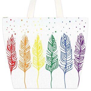 Zippered Canvas Tote Bag with Inside Pocket